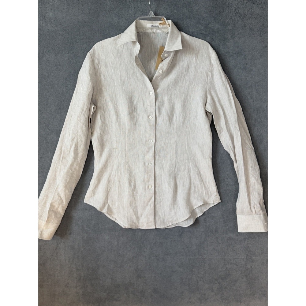 Johnstons‎ Of Elgin Linen Button Down Shirt Women's Size 14 Capsule Minimalist